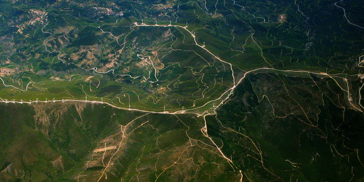 Aerial view of wind farm