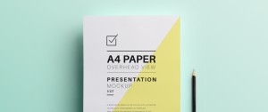 a4 paper overhead view presentation mockup