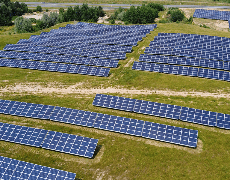 Solar farm on rolling fields