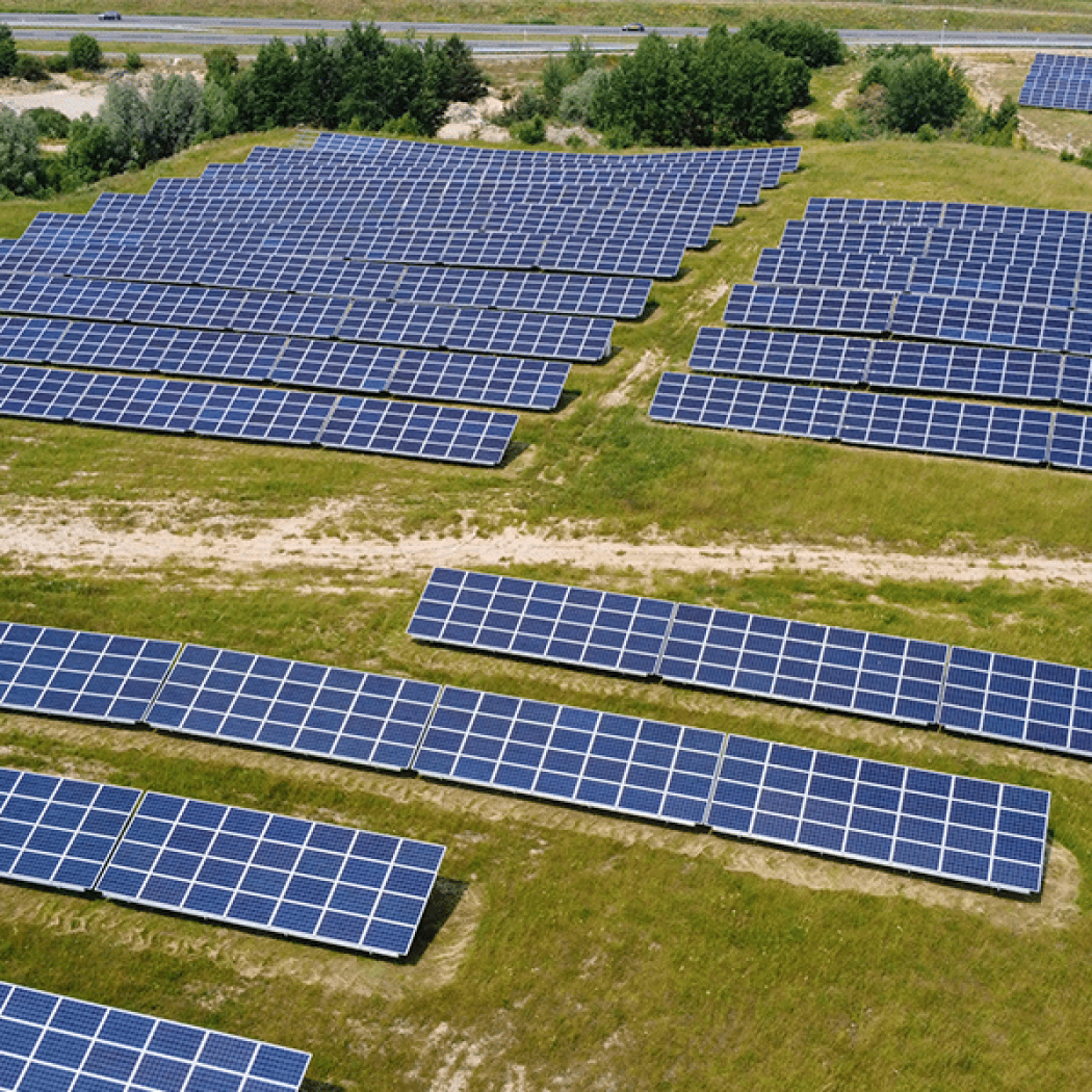 solar system in a green field