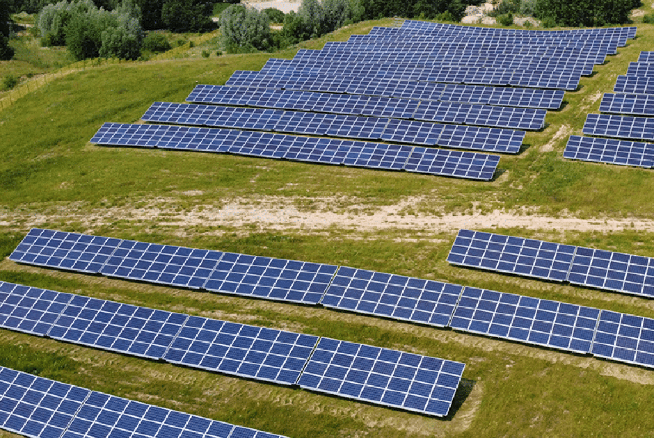 Solar panels in a field