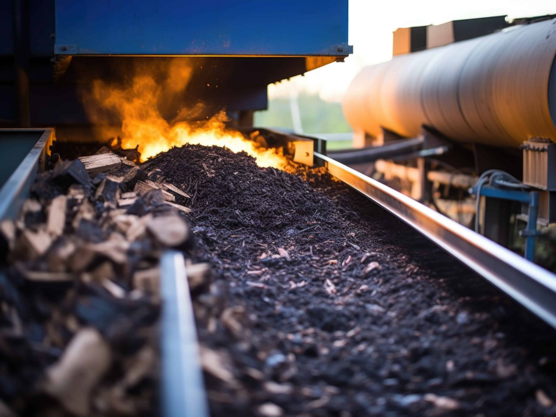 Biochar near a fire