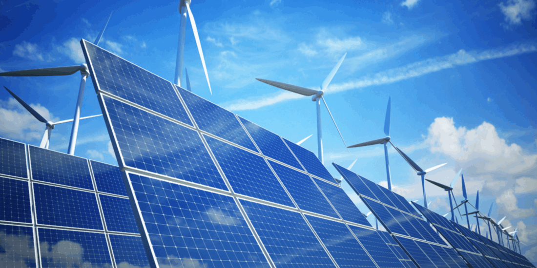 Wind turbines and solar panels