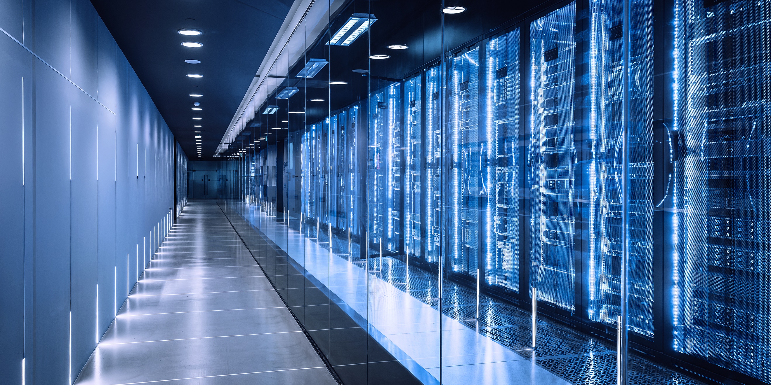 High-tech data center with server racks