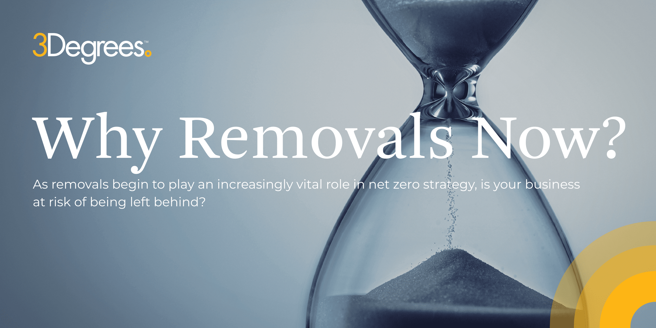 An image of an hourglass, alluding to the importance of taking immediate action toward the procurement of carbon removals.